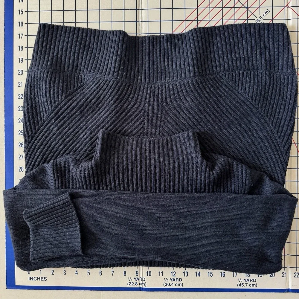 Elie‎ Tahari Womens Ribbed Wool Cashmere Mock Turtleneck Sweater Blue Large